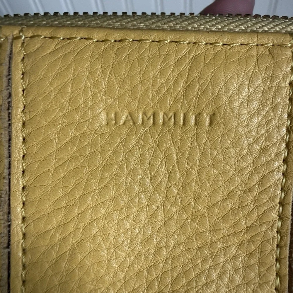 Hammitt Yellow Pebbled Leather 5 North Zip Around Wallet Card Change Holder